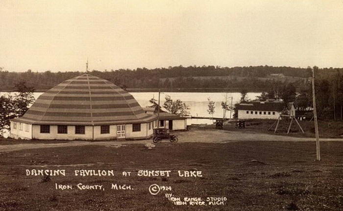 Dance Hall at Sunset Lake - Old Post Card Photo (newer photo)